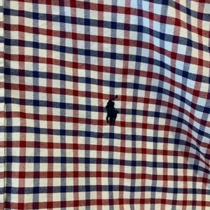 Polo Ralph Lauren White Red Blue plaid Oxford